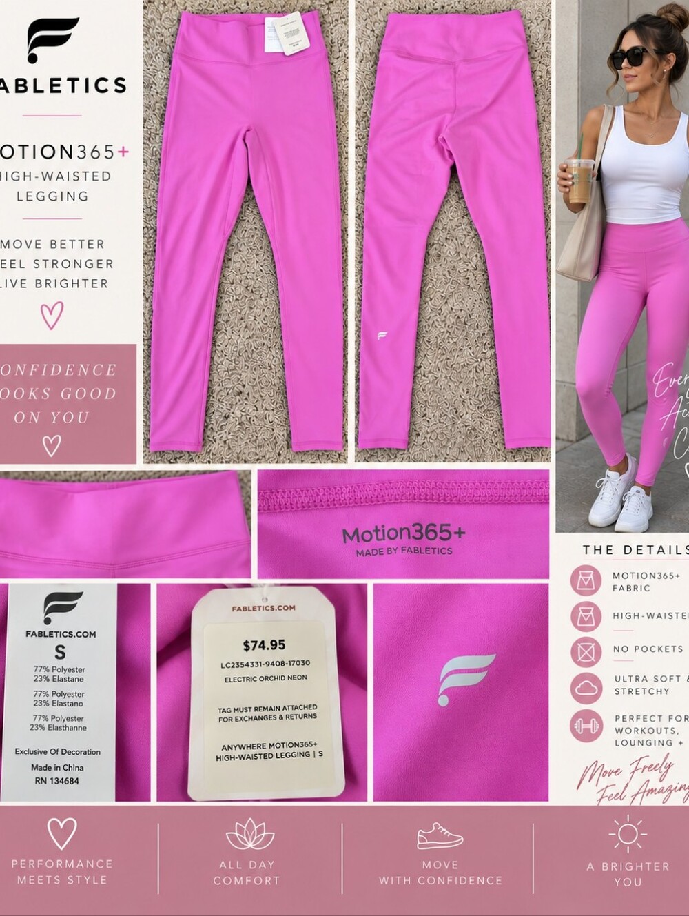 💗 Fabletics Anywhere Motion365+ High-Waisted Leggings – NWT